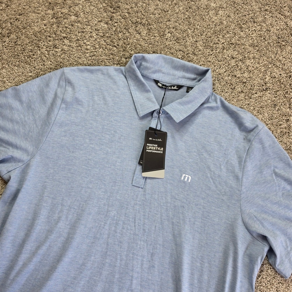 NEW TravisMathew The Zinna Men XL Blue Pima Cotton Blend Golf Polo 1MM211 Sport
